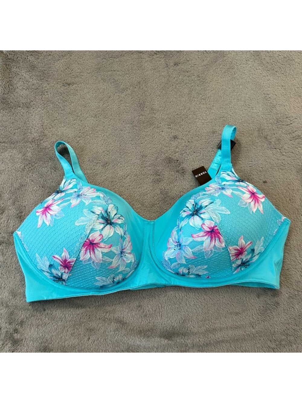 NWT Torrid Dream Wire Free Lightly LinedBra Women's size 44D Blue Floral